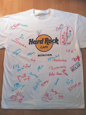 the t-shirt I got for my 40th birthday party - everybody signed :-) THANX